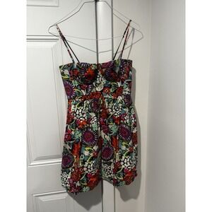 Vintage Moda International Women's Floral Colorful Spaghetti Strap Dress Sz 2